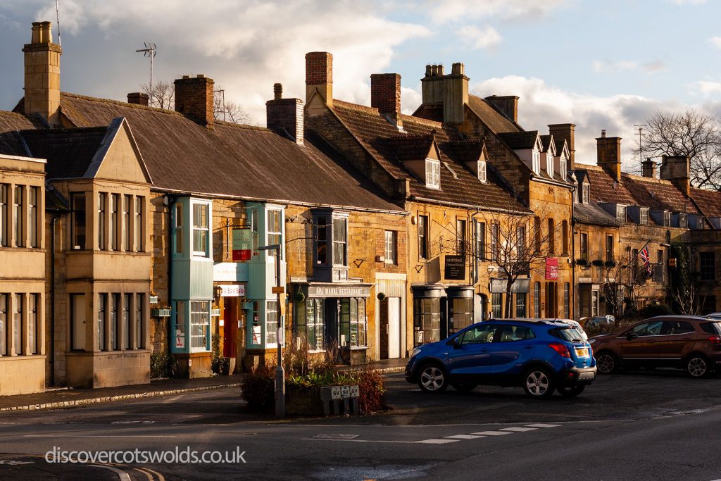 A row of shops in Moreton in Marsh, in the winter