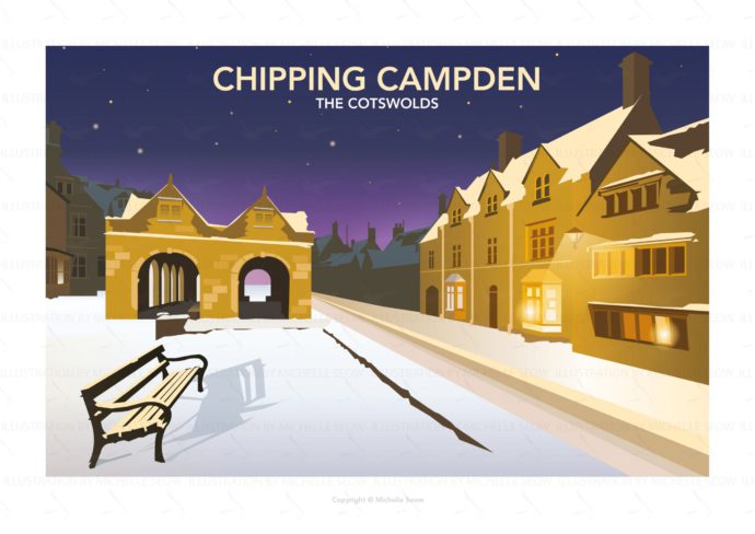 Illustration of Chipping Campden at night