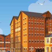 Close up illustration of Gloucester docks