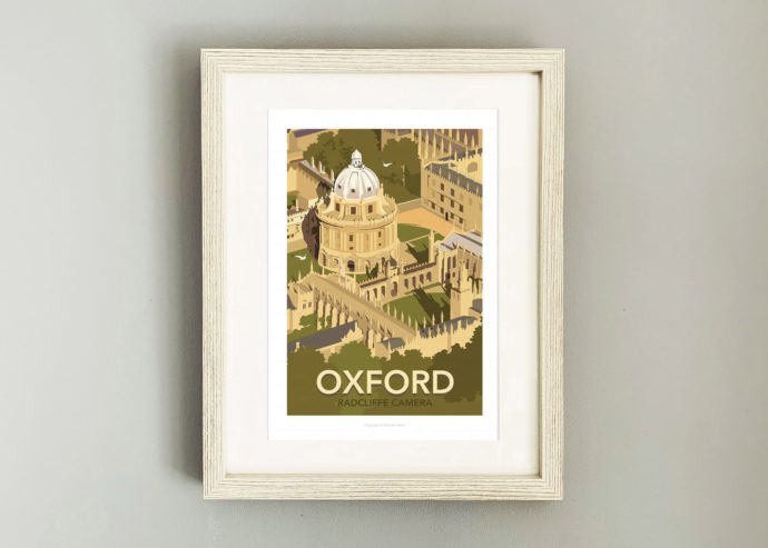 Framed travel poster of Oxford University
