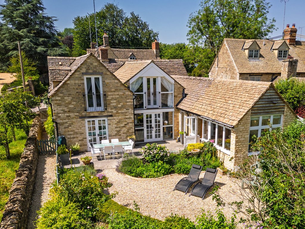 Back garden of an eco chic cottage